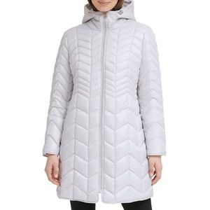 Kenneth Cole Water-Resistant 3/4 Puffer Chevron Quilted jacket
